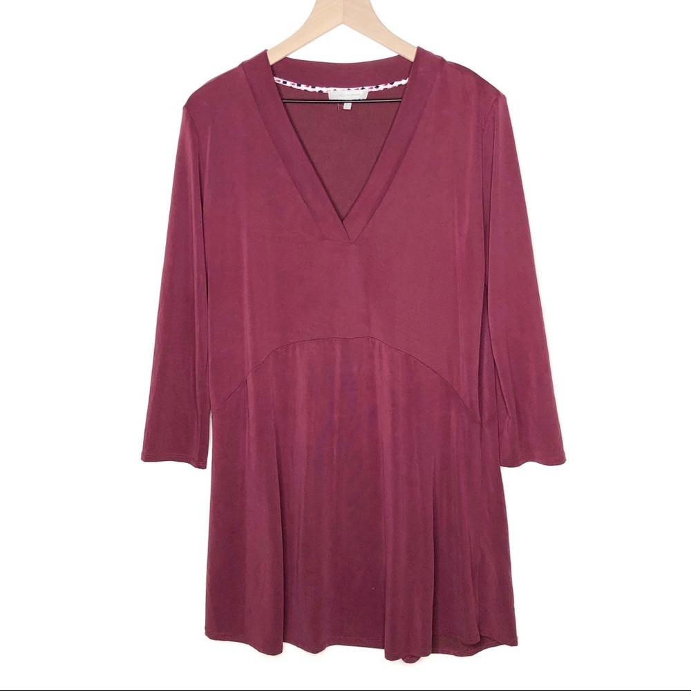 Laju Stitch Fix Jersey Knit Dress L Purple V Neck Casual Stretch A Line